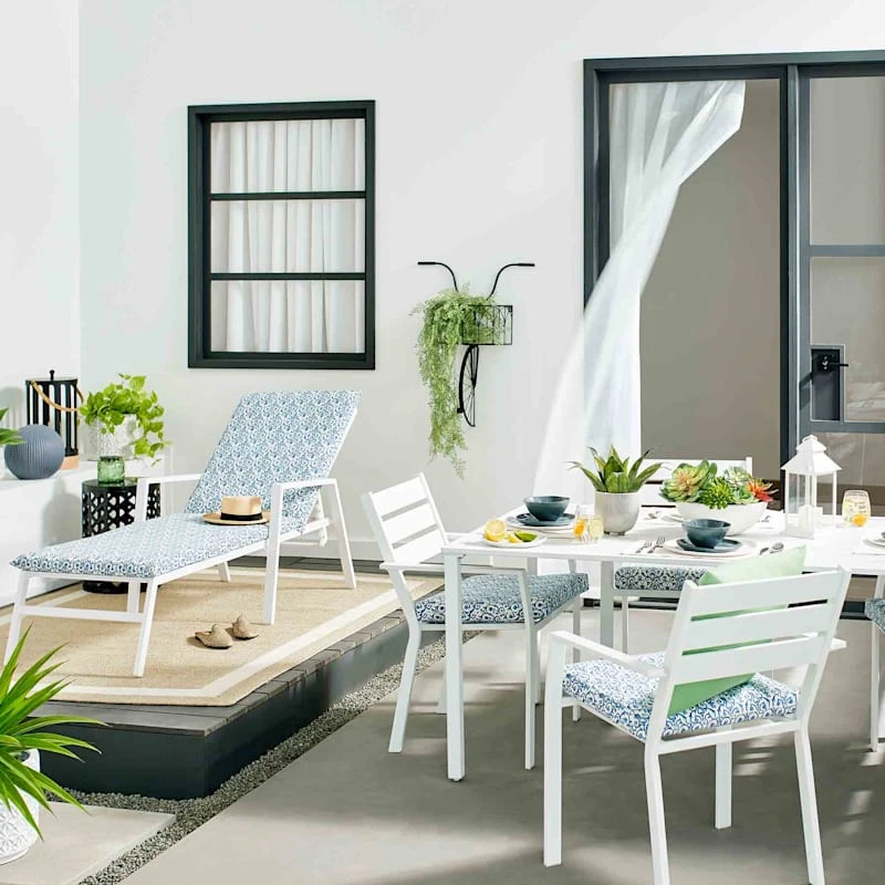 Grammercy Steel Slat Outdoor Chaise Lounge Chair, White 6 Grammercy Steel Slat Outdoor Chaise Lounge Chair, White - Image 4