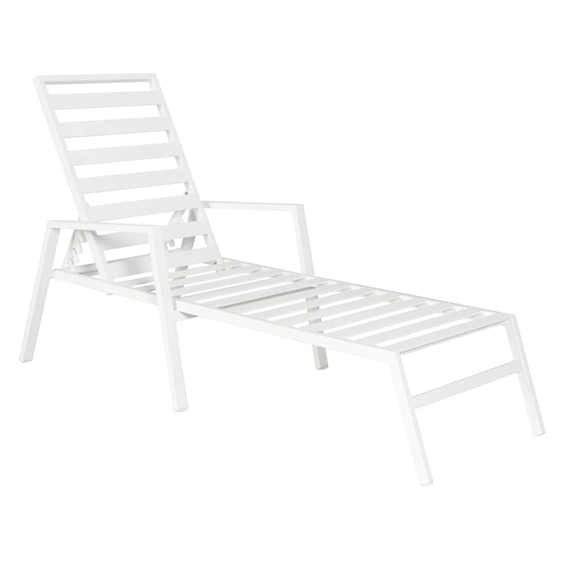 Grammercy Steel Slat Outdoor Chaise Lounge Chair, White 3 Grammercy Steel Slat Outdoor Chaise Lounge Chair, White