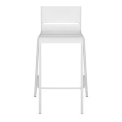 Grammercy White Steel Slat Outdoor Bar Stool