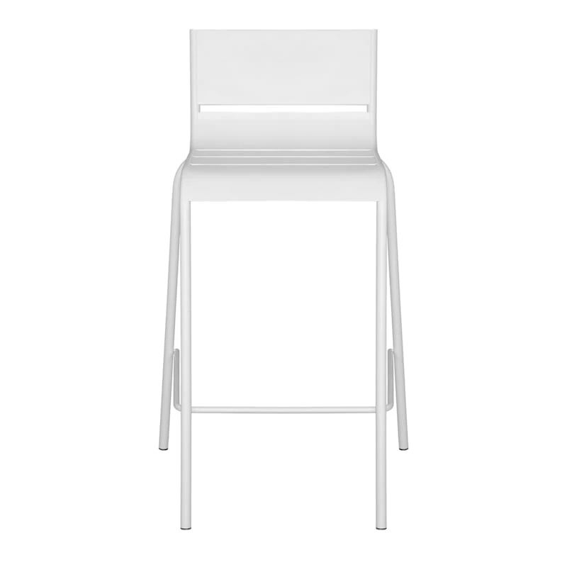 Grammercy White Steel Slat Outdoor Bar Stool 3 Grammercy White Steel Slat Outdoor Bar Stool