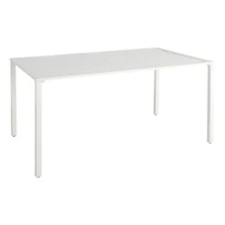 Grammercy White Steel Slat Outdoor Dining Table, 60x36