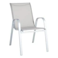 Grey & Silver Sling Stacking Chair