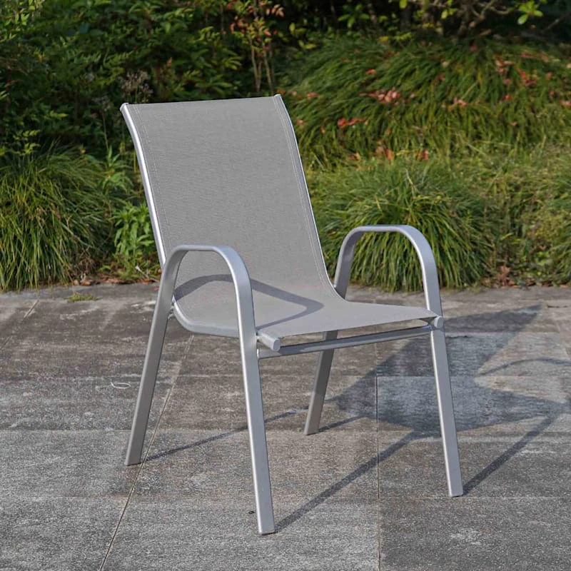 Grey & Silver Sling Stacking Chair 9 Grey & Silver Sling Stacking Chair - Image 7