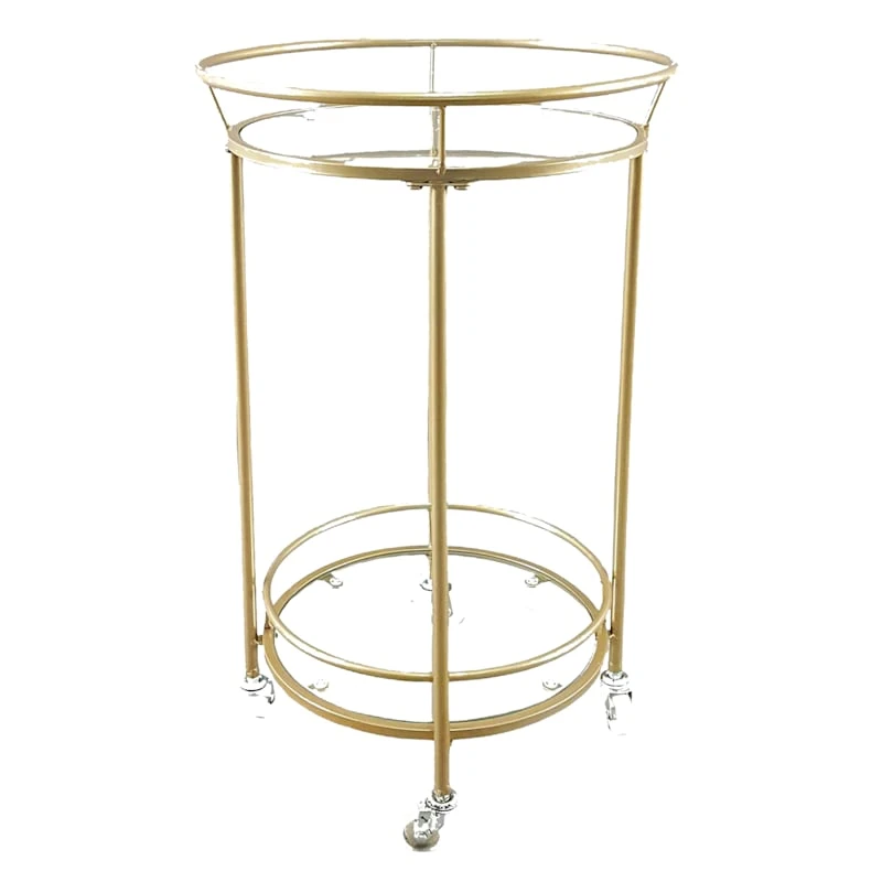 Hailey Round Bar Cart , Gold 3 Hailey Round Bar Cart , Gold