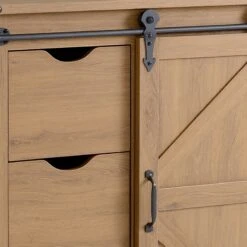 Honeybloom 3-Drawer Jacob Sliding Barn Door Cabinet, Brown -Family Home Furn Store honeybloom 3 drawer jacob sliding barn door cabinet brown 2