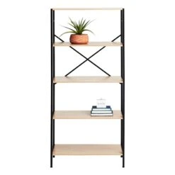 Honeybloom 4-Tier Burnaby Wood & Metal Shelf 12 Honeybloom 4-Tier Burnaby Wood & Metal Shelf -Family Home Furn Store honeybloom 4 tier burnaby wood metal shelf 2