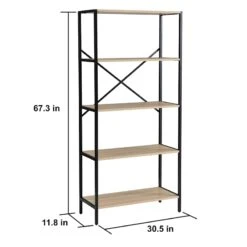 Honeybloom 4-Tier Burnaby Wood & Metal Shelf 13 Honeybloom 4-Tier Burnaby Wood & Metal Shelf -Family Home Furn Store honeybloom 4 tier burnaby wood metal shelf 3
