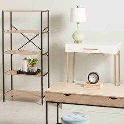Honeybloom 4-Tier Burnaby Wood & Metal Shelf 15 Honeybloom 4-Tier Burnaby Wood & Metal Shelf -Family Home Furn Store honeybloom 4 tier burnaby wood metal shelf 5