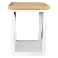 Honeybloom Anna Wood X-Side Accent Table, White -Family Home Furn Store honeybloom anna wood x side accent table white 1