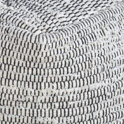 Honeybloom Black & Cream Pouf -Family Home Furn Store honeybloom black cream pouf 2