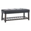 Honeybloom Collins Black Leather Bench -Family Home Furn Store honeybloom collins black leather bench