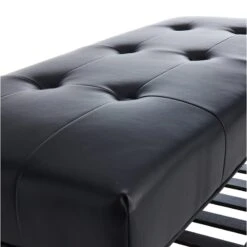 Honeybloom Collins Black Leather Bench 7 Honeybloom Collins Black Leather Bench -Family Home Furn Store honeybloom collins black leather bench 2