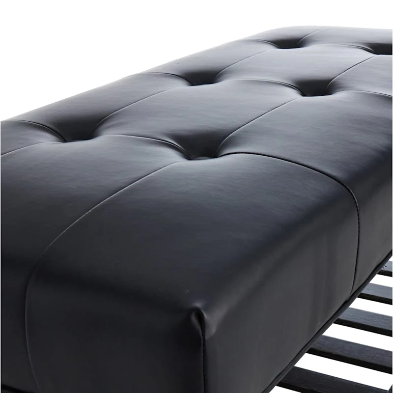 Honeybloom Collins Black Leather Bench 5 Honeybloom Collins Black Leather Bench - Image 3