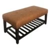 Honeybloom Collins Leather Bench, Brown -Family Home Furn Store honeybloom collins leather bench brown