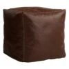 Honeybloom Faux Leather Brown Pouf With Baseball Stitch -Family Home Furn Store honeybloom faux leather brown pouf with baseball stitch