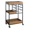 Honeybloom Jessie Wood Tray Top Bar Cart -Family Home Furn Store honeybloom jessie wood tray top bar cart