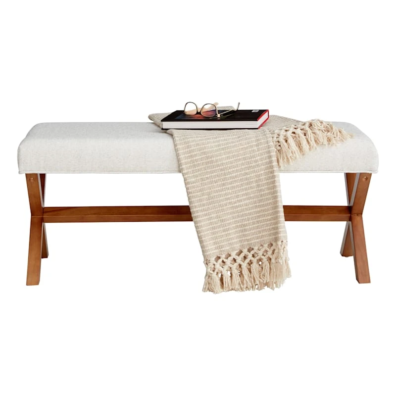 Honeybloom Jordan Chenille Bench, Ivory 4 Honeybloom Jordan Chenille Bench, Ivory - Image 2