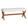 Honeybloom Jordan Chenille Bench, Ivory -Family Home Furn Store honeybloom jordan chenille bench ivory