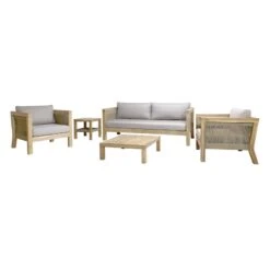 Honeybloom Park City Blonde Acacia Wood Outdoor Sofa -Family Home Furn Store honeybloom park city blonde acacia wood outdoor sofa 3