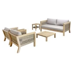 Honeybloom Park City Blonde Acacia Wood Outdoor Sofa -Family Home Furn Store honeybloom park city blonde acacia wood outdoor sofa 4