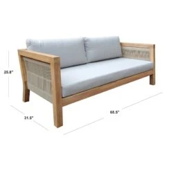 Honeybloom Park City Blonde Acacia Wood Outdoor Sofa -Family Home Furn Store honeybloom park city blonde acacia wood outdoor sofa 5