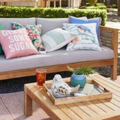 Honeybloom Park City Blonde Acacia Wood Outdoor Sofa -Family Home Furn Store honeybloom park city blonde acacia wood outdoor sofa 7