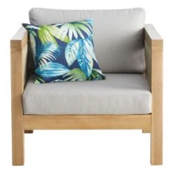 Honeybloom Park City Outdoor Blonde Acacia Wood Lounge Chair With Rope Accent -Family Home Furn Store honeybloom park city outdoor blonde acacia wood lounge chair with rope accent 2