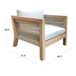 Honeybloom Park City Outdoor Blonde Acacia Wood Lounge Chair With Rope Accent -Family Home Furn Store honeybloom park city outdoor blonde acacia wood lounge chair with rope accent 3