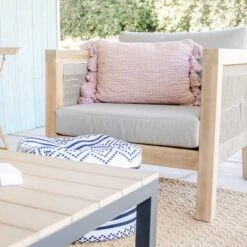 Honeybloom Park City Outdoor Blonde Acacia Wood Lounge Chair With Rope Accent -Family Home Furn Store honeybloom park city outdoor blonde acacia wood lounge chair with rope accent 5