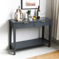 Honeybloom Redmond 2-Drawer Console Table, Grey -Family Home Furn Store honeybloom redmond 2 drawer console table grey 5