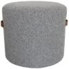 Honeybloom Rica Textured Pouf With Faux Leather Handles, Grey -Family Home Furn Store honeybloom rica textured pouf with faux leather handles grey