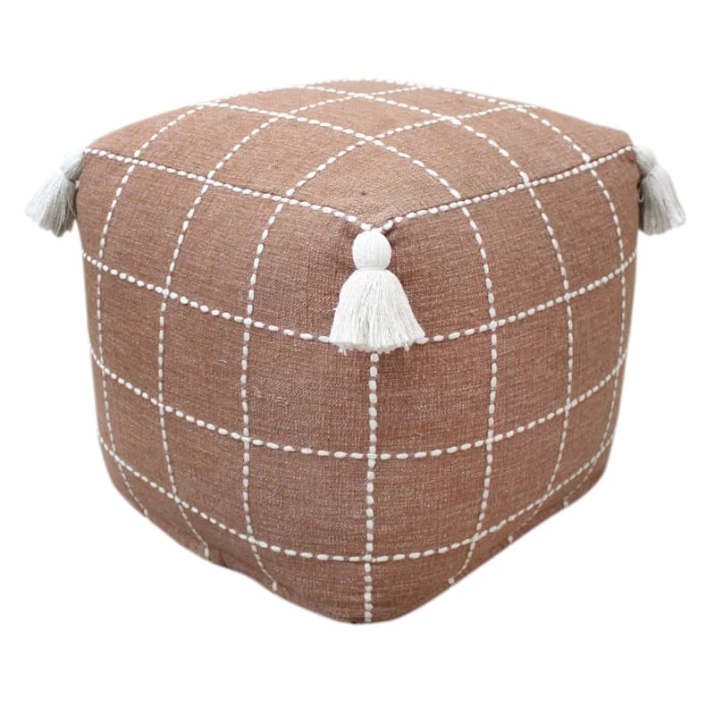Honeybloom Shiva Brown Woven Pouf 3 Honeybloom Shiva Brown Woven Pouf