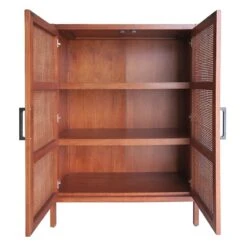 Honeybloom Wood Rattan Door Cabinet -Family Home Furn Store honeybloom wood rattan door cabinet 3
