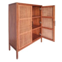 Honeybloom Wood Rattan Door Cabinet -Family Home Furn Store honeybloom wood rattan door cabinet 4