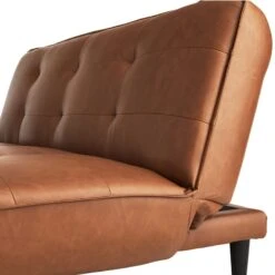 Honeybloom Wyatt Push Back Sofa, Cognac Faux Leather -Family Home Furn Store honeybloom wyatt push back sofa cognac faux leather 3