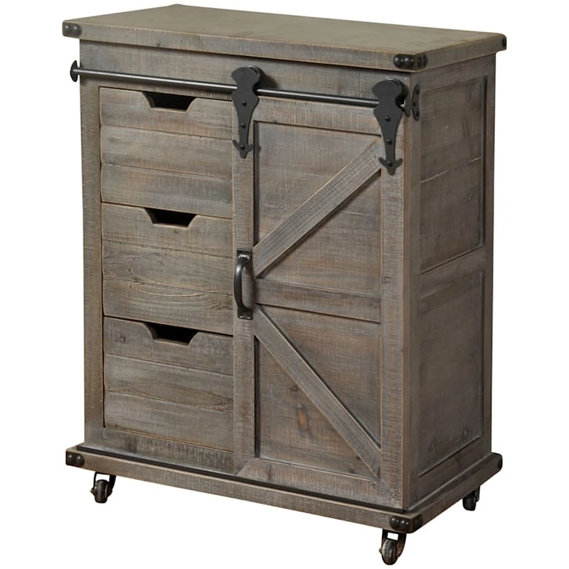 Jacob 3-Drawer Sliding Barn Door Cabinet 3 Jacob 3-Drawer Sliding Barn Door Cabinet