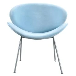 Jagger Accent Chair With Silver Metal Legs, Blue -Family Home Furn Store jagger accent chair with silver metal legs blue 1