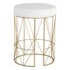 Keira Glazed Gold Wire Vanity Stool & Padded White Faux Leather Seat -Family Home Furn Store keira glazed gold wire vanity stool padded white faux leather seat