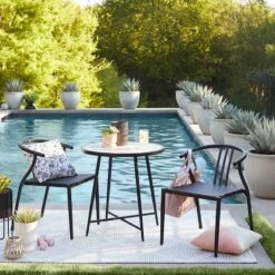 Laila Ali 2-Piece Sydney Outdoor Bistro Chairs, Black -Family Home Furn Store laila ali 2 piece sydney outdoor bistro chairs black 2