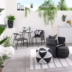 Laila Ali 2-Piece Sydney Outdoor Bistro Chairs, Black -Family Home Furn Store laila ali 2 piece sydney outdoor bistro chairs black 3