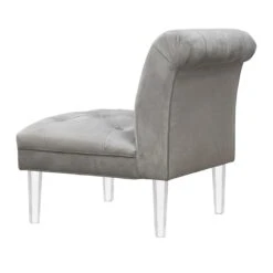 Laila Ali Grey Tufted Accent Chair With Clear Acrylic Legs -Family Home Furn Store laila ali grey tufted accent chair with clear acrylic legs 2