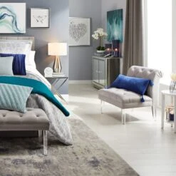 Laila Ali Grey Tufted Accent Chair With Clear Acrylic Legs -Family Home Furn Store laila ali grey tufted accent chair with clear acrylic legs 3