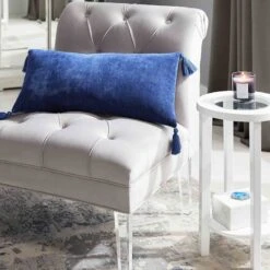 Laila Ali Grey Tufted Accent Chair With Clear Acrylic Legs -Family Home Furn Store laila ali grey tufted accent chair with clear acrylic legs 5