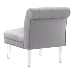 Laila Ali Grey Tufted Acrylic Leg Accent Chair -Family Home Furn Store laila ali grey tufted acrylic leg accent chair 2