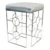 Laila Ali Kaia Grey & Chrome Stool, 20.5" -Family Home Furn Store laila ali kaia grey chrome stool 20.5
