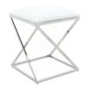 Laila Ali Modern White Velvet Ottoman -Family Home Furn Store laila ali modern white velvet ottoman