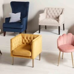 Lena Ivory Velvet Tufted Armchair With Nailhead Trim -Family Home Furn Store lena ivory velvet tufted armchair with nailhead trim 2