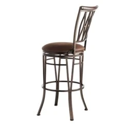 Marsol Brown Metal Swivel Barstool With Faux Leather Seat -Family Home Furn Store marsol brown metal swivel barstool with faux leather seat 2