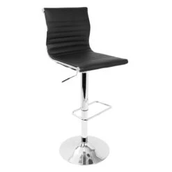 Master Faux Leather Adjustable Barstool, Black