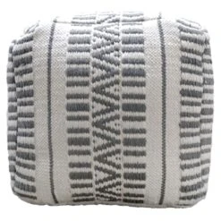 Maya Handwoven Striped Square Pouf